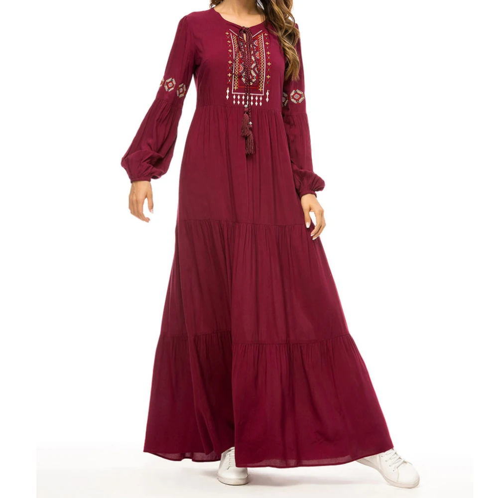 Plus Size 2019 New Elegant Women Long Sleeve Embroidered Tassel O-Neck High Waist Boho Party Dress Maxi Dress
Plus Size 2019 New Elegant Women Long Sleeve Embroidered Tassel O-Neck High Waist Boho Party Dress Maxi Dress