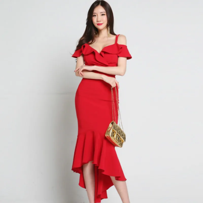 Women Strap Summer Ruffles Patchwork V-Neck Sheath Bodycon Fishtail Mid-Calf Sexy Party Dress
Women Strap Summer Ruffles Patchwork V-Neck Sheath Bodycon Fishtail Mid-Calf Sexy Party Dress