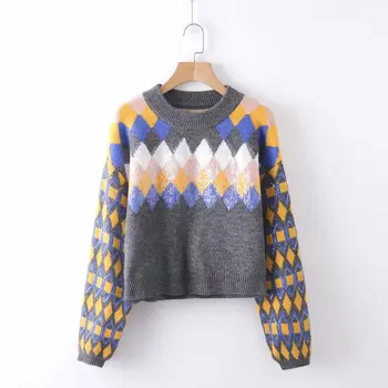 Qooth Women Argyle Knitted Sequined Loose Sweaters Oversized Long Sleeve Stretchy Pullovers Short Style Female Chic Tops QH1791
Qooth Women Argyle Knitted Sequined Loose Sweaters Oversized Long Sleeve Stretchy Pullovers Short Style Female Chic Tops QH1791