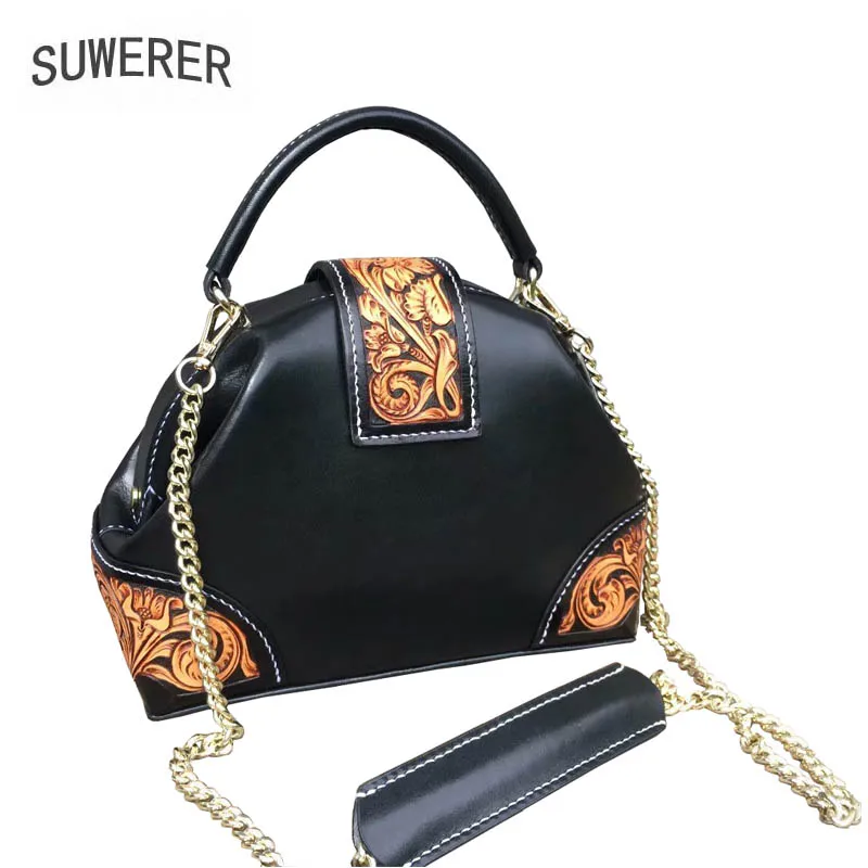 SUWERER 2019 new fashion leather ladies handbag National style retro handmade leather carving brand bag female
SUWERER 2019 new fashion leather ladies handbag National style retro handmade leather carving brand bag female