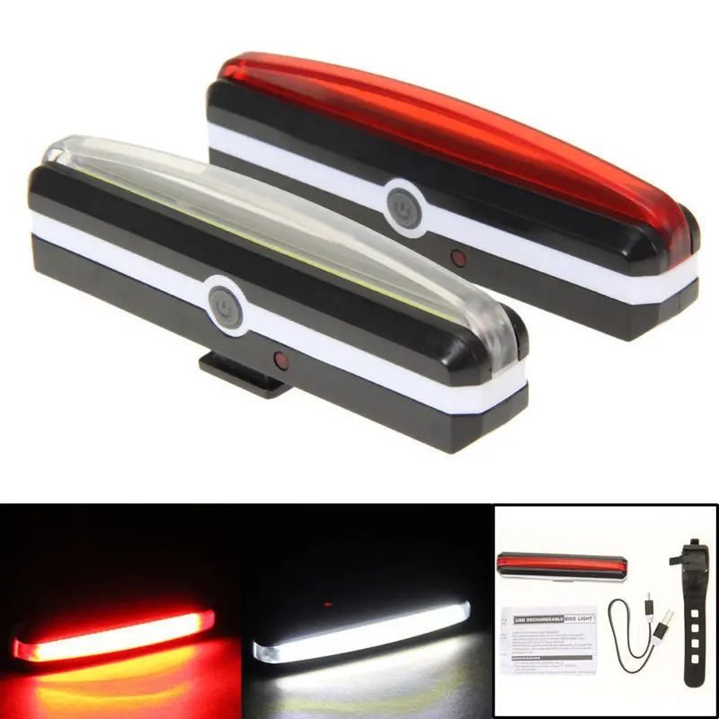 USB Rechargeable LED Bicycle Bike Cycling Front Rear Tail Light 6 Modes Lamp, white and red light
USB Rechargeable LED Bicycle Bike Cycling Front Rear Tail Light 6 Modes Lamp, white and red light