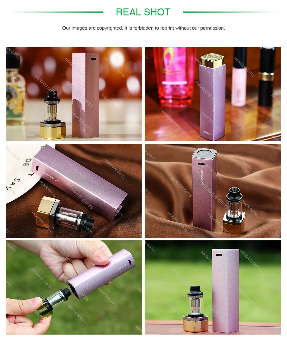 Original Artery Lady Q Starter Kit Built-in 1000mAh Battery w/ Classic Lipstick Design & 1.5ml Suppressible Tank & LQC Coil Vape