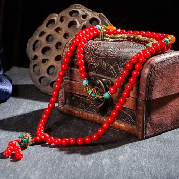 Natural red coral necklace 7mm coral beads enamel accessories long multi-layer bracelet 108 Boho ethnic style jewelry for women
Natural red coral necklace 7mm coral beads enamel accessories long multi-layer bracelet 108 Boho ethnic style jewelry for women