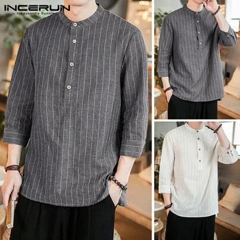 INCERUN Men Brand Shirt Striped Stand Collar Button 3/4 Sleeve Retro 2019 Pullovers Casual Shirts Men Harajuku Camisa Plus Size
INCERUN Men Brand Shirt Striped Stand Collar Button 3/4 Sleeve Retro 2019 Pullovers Casual Shirts Men Harajuku Camisa Plus Size