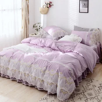Korean Style Lace 3/4 pcs Pure Cotton Bed Sets Duvet Cover Bed Skirt Pillowcase Light Purple Royal Blue Grey Color Girls 1.2m
Korean Style Lace 3/4 pcs Pure Cotton Bed Sets Duvet Cover Bed Skirt Pillowcase Light Purple Royal Blue Grey Color Girls 1.2m