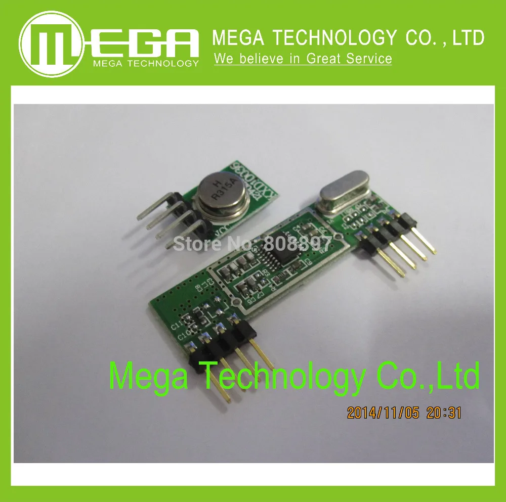 1 pair superheterodyne 3400 wireless receiving engine board + 315 RF wireless transmitting module
1 pair superheterodyne 3400 wireless receiving engine board + 315 RF wireless transmitting module
