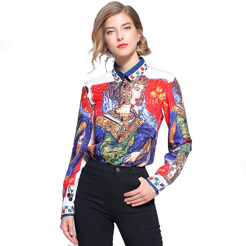 Spring Woman Tops Shirt Fashion Long-Sleeve Stripe Turn-down Collar Printed Casual Blouse Ladies Decoration Blouses Talever
Spring Woman Tops Shirt Fashion Long-Sleeve Stripe Turn-down Collar Printed Casual Blouse Ladies Decoration Blouses Talever