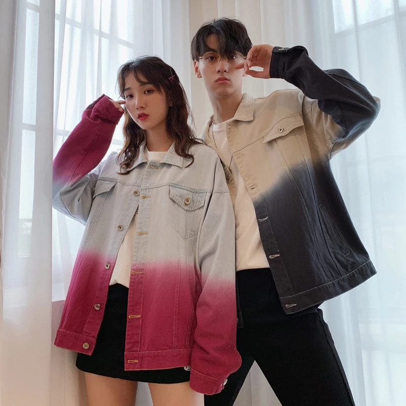 2019 Autumn Japanese Harajuku Tie-dyed Gradual Change Leisure Cowboy Jacket Men Turn Down Collar Long Sleeve Loose Coat Couple
2019 Autumn Japanese Harajuku Tie-dyed Gradual Change Leisure Cowboy Jacket Men Turn Down Collar Long Sleeve Loose Coat Couple