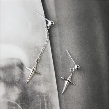 Real 925 Sterling Silver Asymmetry Cross Charm Dangle Earrings For Women Girls Men Gift Drop Star Brincos Jewelry ES070
Real 925 Sterling Silver Asymmetry Cross Charm Dangle Earrings For Women Girls Men Gift Drop Star Brincos Jewelry ES070