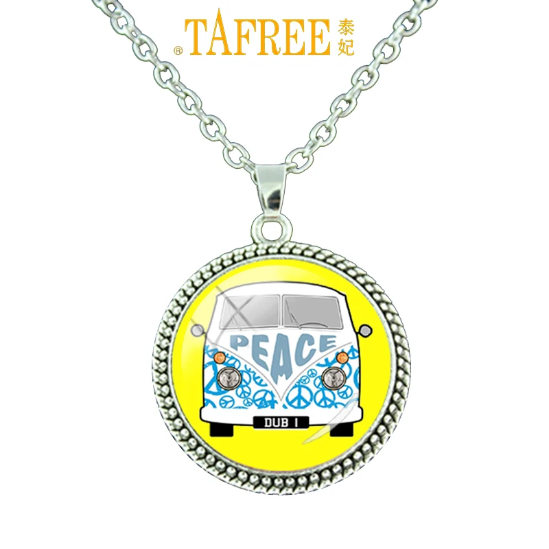 TAFREE peace hippy slogan Necklace for retro split screen van bus external vinyl car Glass cabochon jewelry H197
TAFREE peace hippy slogan Necklace for retro split screen van bus external vinyl car Glass cabochon jewelry H197