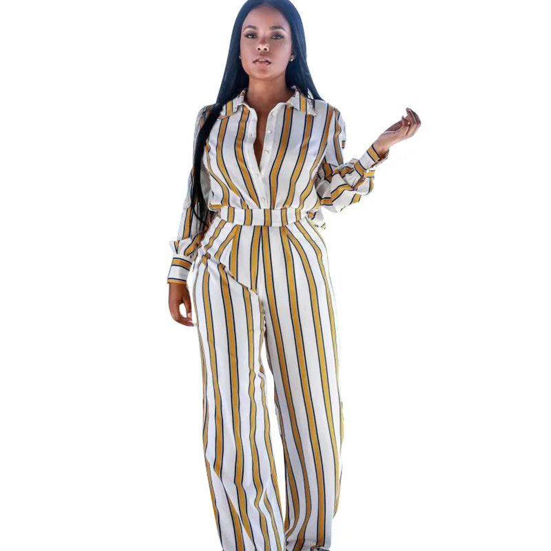 Sexy Striped Two Piece Sets Women Long Sleeve Shirt Tops and High Waist Wide Leg Pants Suits Autumn Casual Matching Set Outfits
Sexy Striped Two Piece Sets Women Long Sleeve Shirt Tops and High Waist Wide Leg Pants Suits Autumn Casual Matching Set Outfits