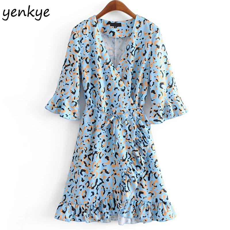 Summer Dress 2019 Women Light Blue Ruffle Leopard Dress Lady Sexy Cross V Neck Butterfly Sleeve A-line Mini Dress YYWM197
Summer Dress 2019 Women Light Blue Ruffle Leopard Dress Lady Sexy Cross V Neck Butterfly Sleeve A-line Mini Dress YYWM197