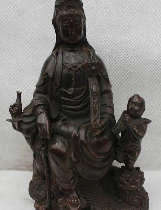 12" Lucky Chinese Fengshui Bronze Kwan-yin Guan Yin Goddess Bring Kid Boy Statue
12" Lucky Chinese Fengshui Bronze Kwan-yin Guan Yin Goddess Bring Kid Boy Statue