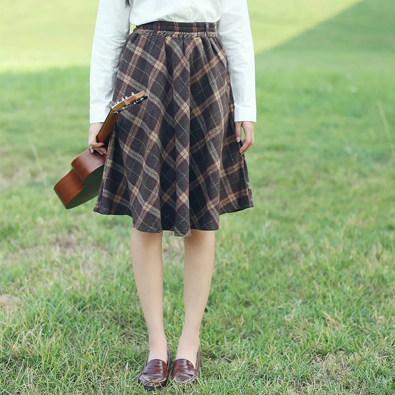 2018 Women Retro Plaid Wool A-Line Skirt Students Ladies Autumn Winter Checkered High waist Stretch Skirt Preppy Style
2018 Women Retro Plaid Wool A-Line Skirt Students Ladies Autumn Winter Checkered High waist Stretch Skirt Preppy Style