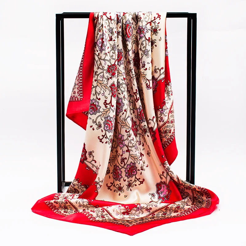 Fashion Print Silk Scarf Women Luxury Brand Satin Foulard Square Shawls Female 90*90cm Square Head Scarfs Bandana Muslim Hijab 
Fashion Print Silk Scarf Women Luxury Brand Satin Foulard Square Shawls Female 90*90cm Square Head Scarfs Bandana Muslim Hijab