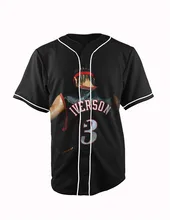 Tamanho Real DOS EUA Americano Allen Iverson #3 3D Botão up Camisa de Impressão Por Sublimação de alta qualidade plus size 3xl 4xl 5xl 6xl(China)