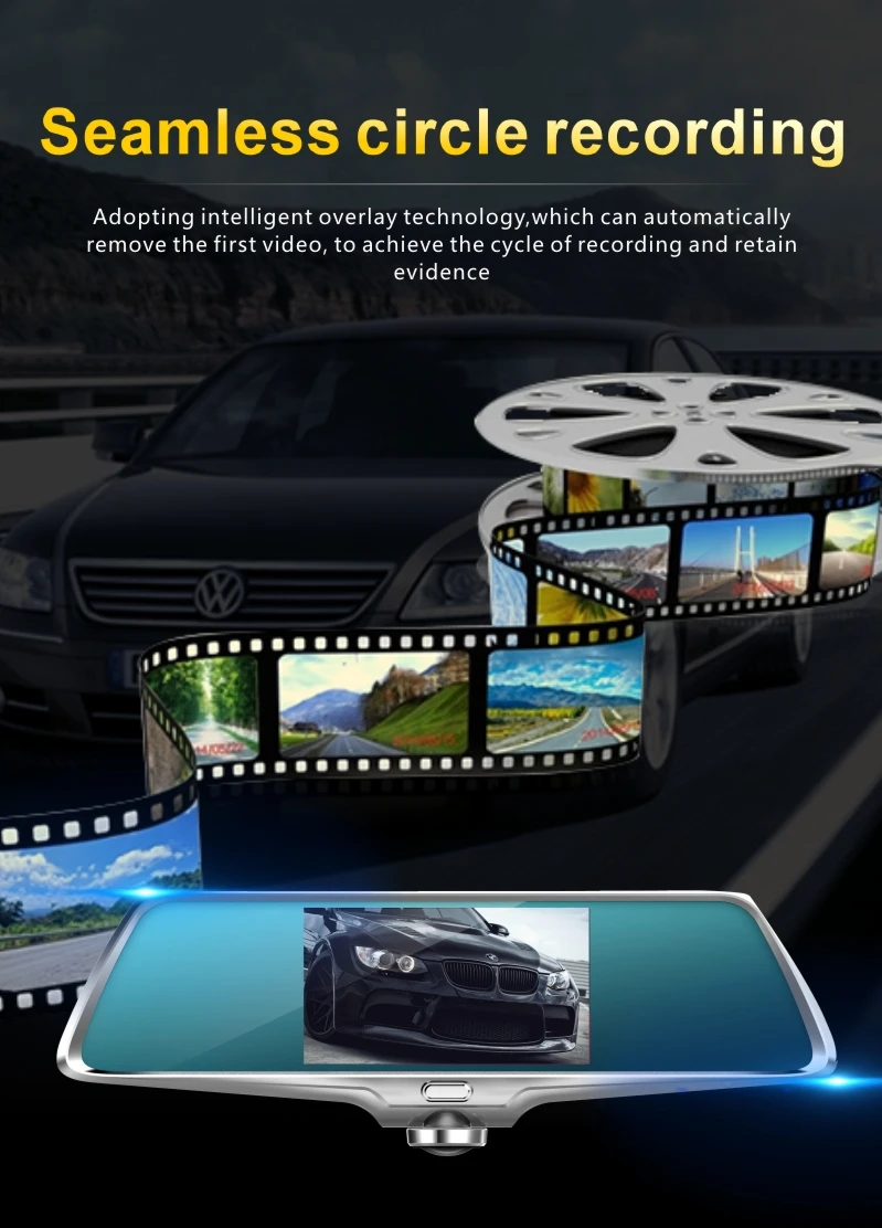 panoramic monitoring system car dvr rearview mirror camera dashcam recorder11