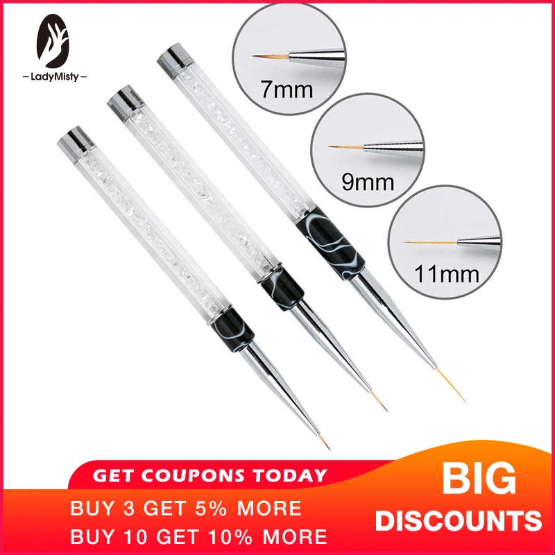Ladymisty 3 Size Crystal Handle Nail Art Liner Brush Grid Stripe Wide Nail Brushes Gel Pen For DIY Nail Painting Line Nail Tool
Ladymisty 3 Size Crystal Handle Nail Art Liner Brush Grid Stripe Wide Nail Brushes Gel Pen For DIY Nail Painting Line Nail Tool