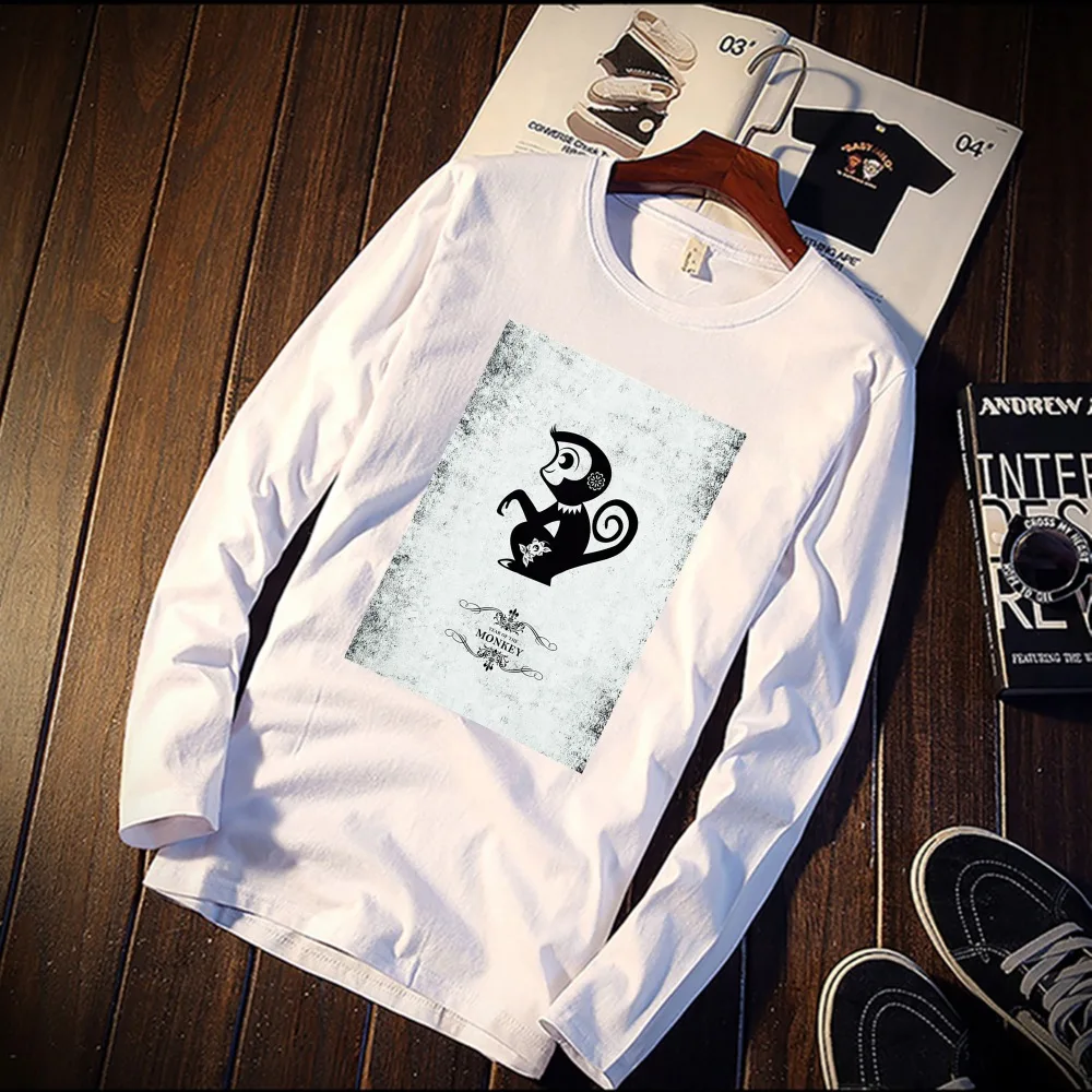New Long Sleeve T Shirt Unisex Monkey Chinese Words Tattoos Print 100% Cotton Top Tee Casual O Neck Streetwear Clothing
New Long Sleeve T Shirt Unisex Monkey Chinese Words Tattoos Print 100% Cotton Top Tee Casual O Neck Streetwear Clothing