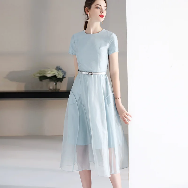 Midi Dress Summer 2019 Women's New French Style Perspective Patchwork Round Neck Short Sleeves Solid Color Slim A-Line Dress S-L
Midi Dress Summer 2019 Women's New French Style Perspective Patchwork Round Neck Short Sleeves Solid Color Slim A-Line Dress S-L