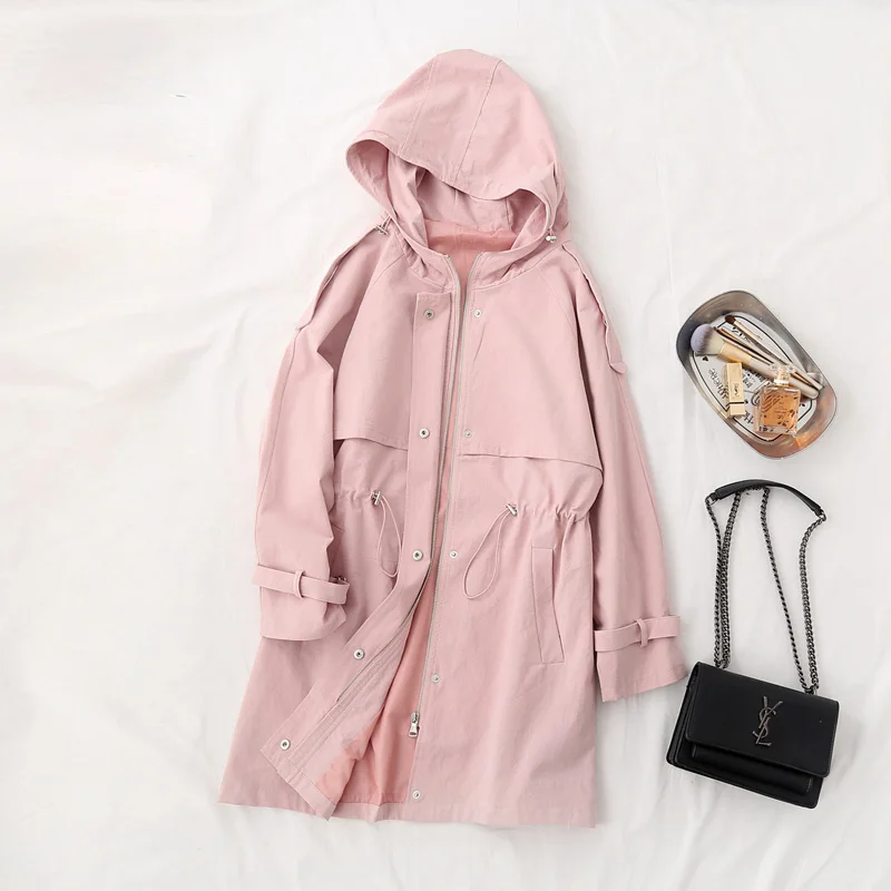 2019 Women Autumn Trench Coat Hooded Pure Cotton Material Women Long Coat Casaco Feminino Pink Color Tops For Women Outerwear
2019 Women Autumn Trench Coat Hooded Pure Cotton Material Women Long Coat Casaco Feminino Pink Color Tops For Women Outerwear