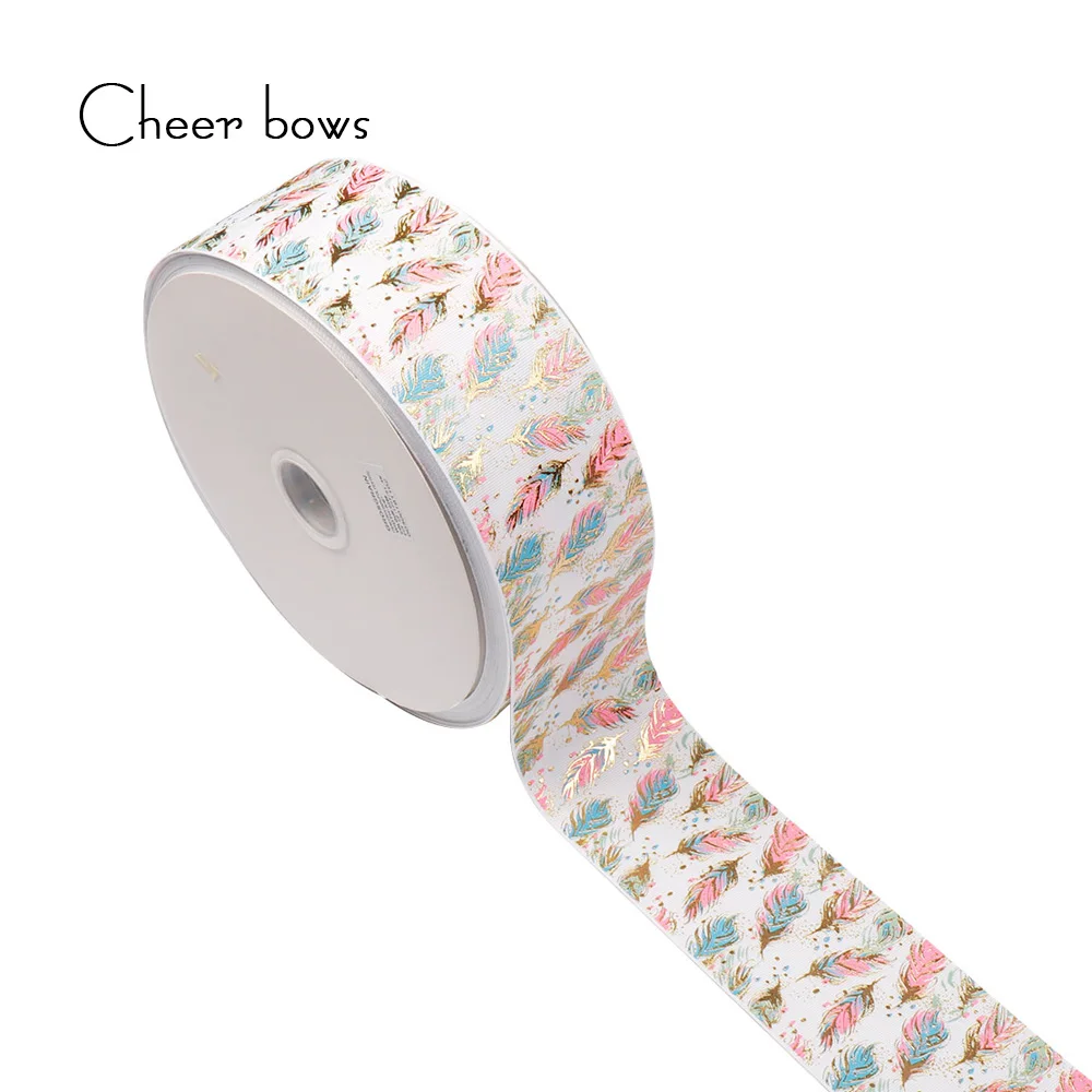 75mm Bronzing Grosgrain Ribbon Feather Printed Holiday Decorations Materials DIY Hairbows Ribbons For Crafts Accessories 2Yards
75mm Bronzing Grosgrain Ribbon Feather Printed Holiday Decorations Materials DIY Hairbows Ribbons For Crafts Accessories 2Yards