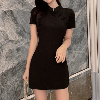 2019 Summer Chinese Style Slim High Waist Black cheongsam Dress Women Clothing Set Dress And Shorts 2 Pieces Set Women Qi Pao
2019 Summer Chinese Style Slim High Waist Black cheongsam Dress Women Clothing Set Dress And Shorts 2 Pieces Set Women Qi Pao