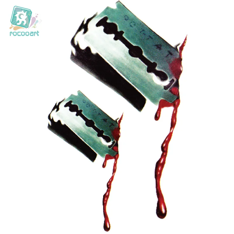 RC2214 Waterproof Temporary Tattoo Stickers Blood Razor Blade Body Art Painting 3d Fake Tattoo Jokes Water Transfer Tattoo Decal
RC2214 Waterproof Temporary Tattoo Stickers Blood Razor Blade Body Art Painting 3d Fake Tattoo Jokes Water Transfer Tattoo Decal