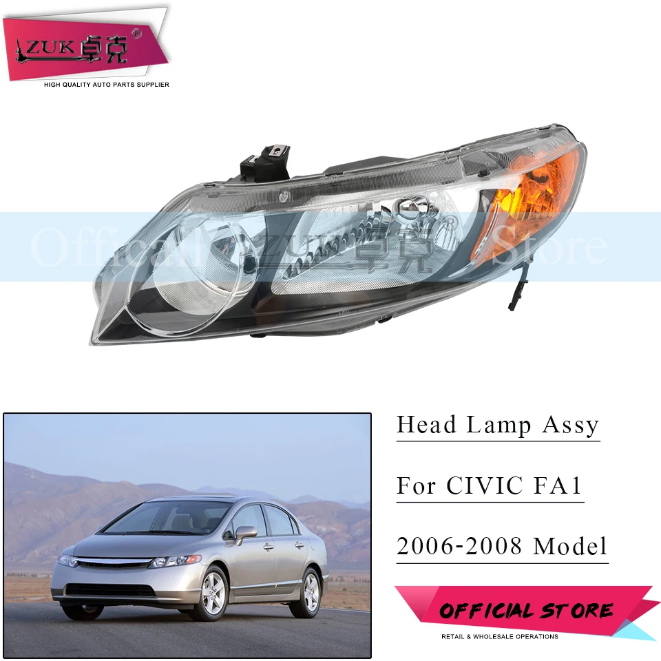ZUK Front Bumper Headlight Headlamp For HONDA CIVIC 2006 2007 2008 FA1 CIVIC HYBRID Head Light Head Lamp Sub-Assy Black Type
ZUK Front Bumper Headlight Headlamp For HONDA CIVIC 2006 2007 2008 FA1 CIVIC HYBRID Head Light Head Lamp Sub-Assy Black Type