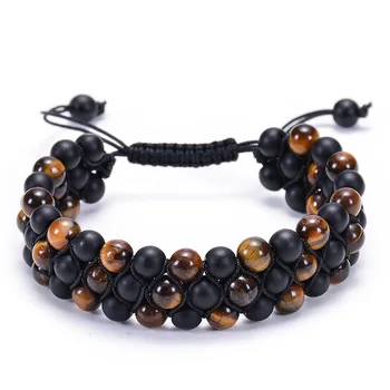 Natural Tiger Eye Stone 6mm Round Beads Three Row Woven Bracelet For Women Men Bracelet Jewelry Wholesale TR259
Natural Tiger Eye Stone 6mm Round Beads Three Row Woven Bracelet For Women Men Bracelet Jewelry Wholesale TR259