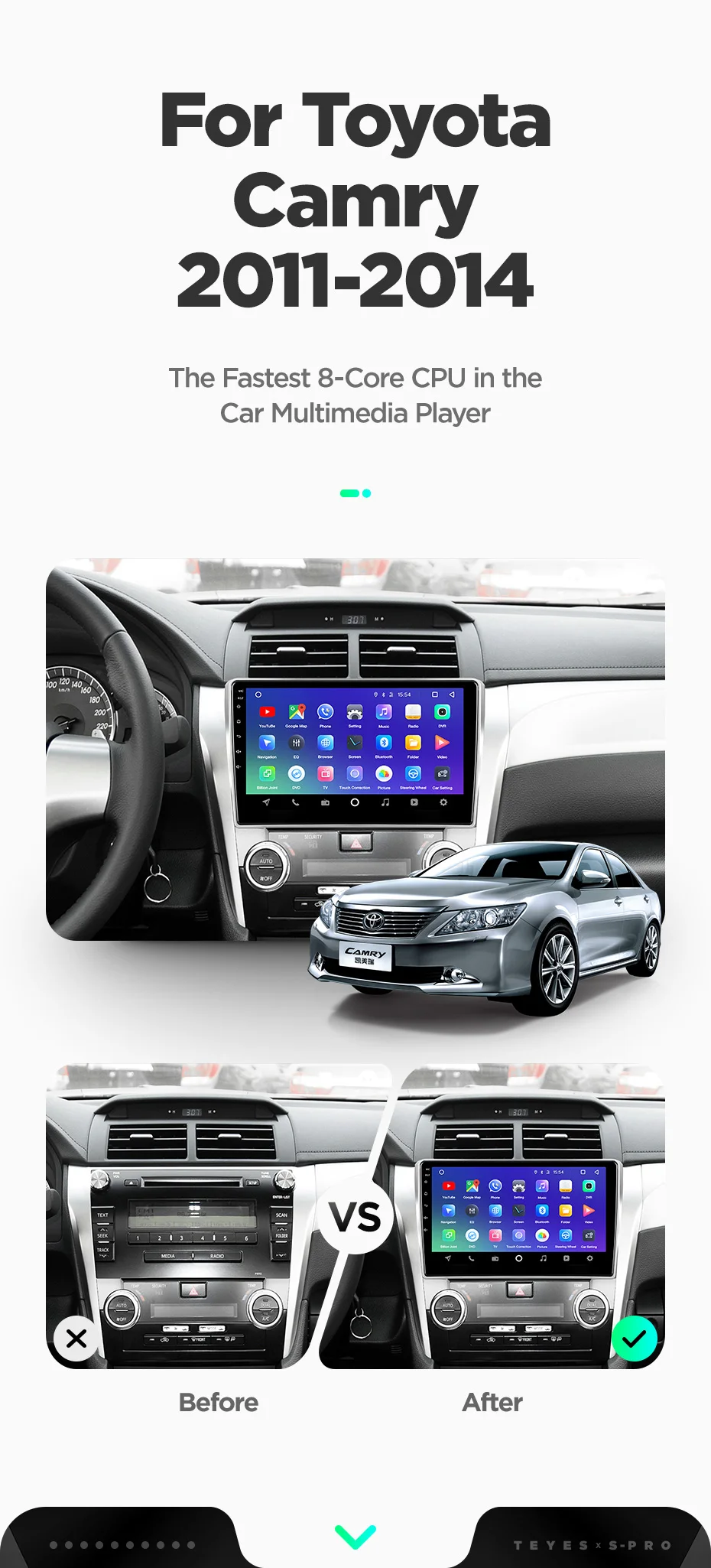 Clearance TEYES SPRO android 8.1 car NO dvd gps multimedia player For Toyota Camry 50 2012 car dvd navigation radio video audio player car 4