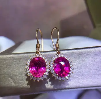 Rubillite Earrings Pure 18 K Gold Natural Red Tourmaline Gemstones 3.9ct Drop Earrings diamonds Jewelry for Women Fine Earrings
Rubillite Earrings Pure 18 K Gold Natural Red Tourmaline Gemstones 3.9ct Drop Earrings diamonds Jewelry for Women Fine Earrings