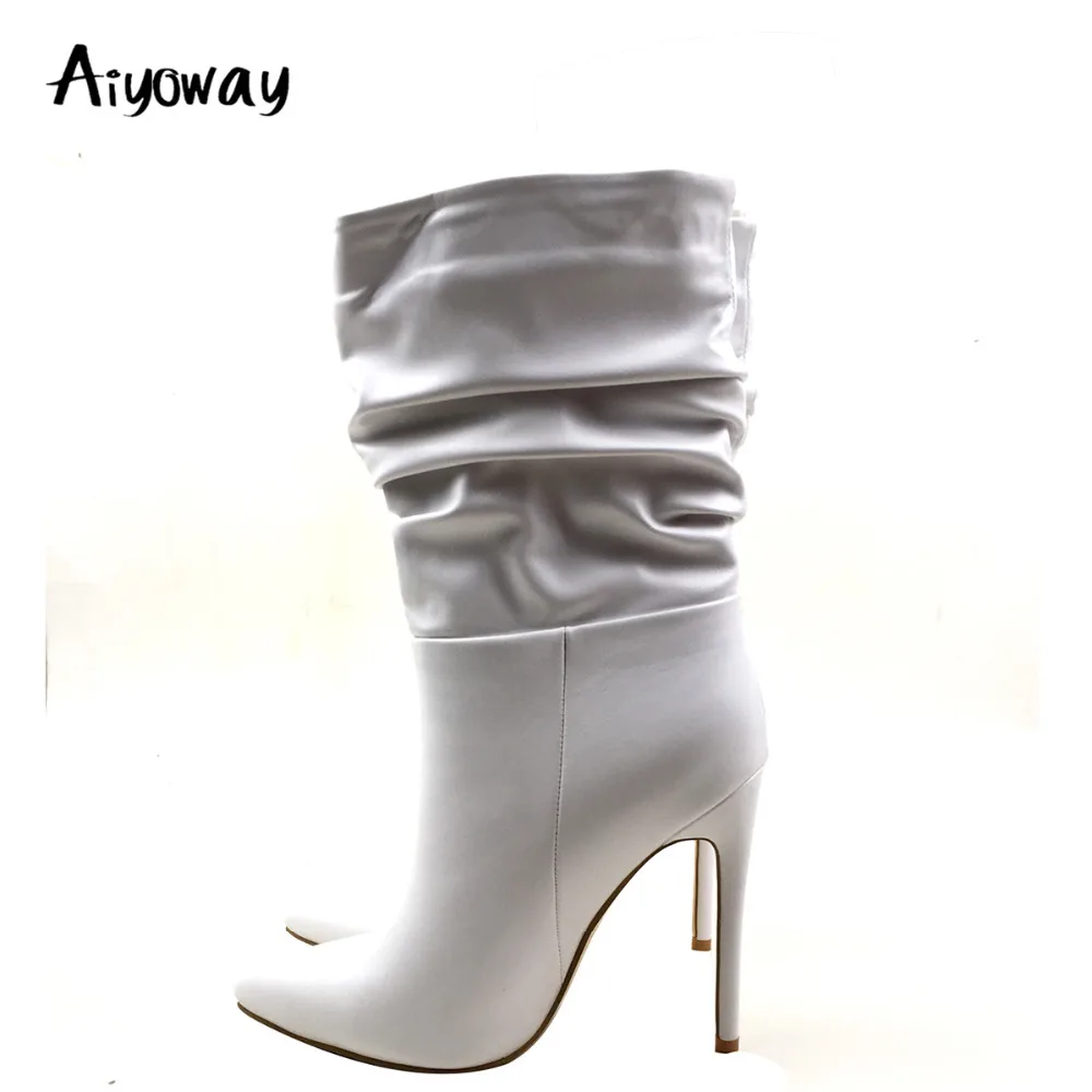 Aiyoway Fashion Women Ladies High Heel Pointed Toe Mid-calf Boots Slouchy Relaxed Style Winter Autumn Booties Pull On White
Aiyoway Fashion Women Ladies High Heel Pointed Toe Mid-calf Boots Slouchy Relaxed Style Winter Autumn Booties Pull On White
