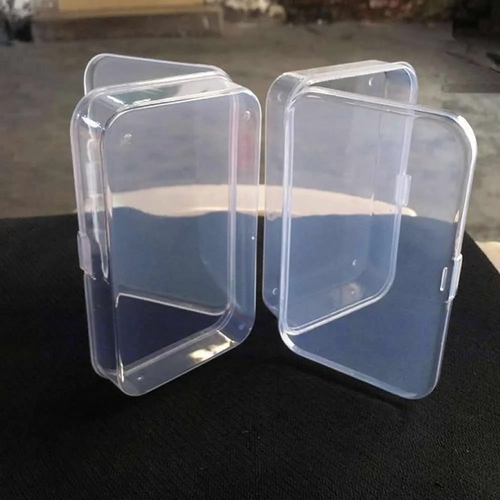 

2Pcs Clear Plastic Transparent With Lid Storage Box Collection Container Case Free shipping-Y102