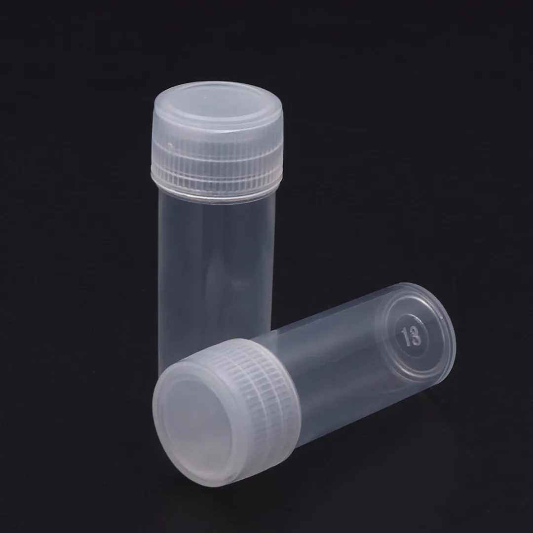 5/20/50pcs 5ml Plastic Sample Bottle Test Tube Mini Bottles Vials Storage Containers Translucent 14x40mm