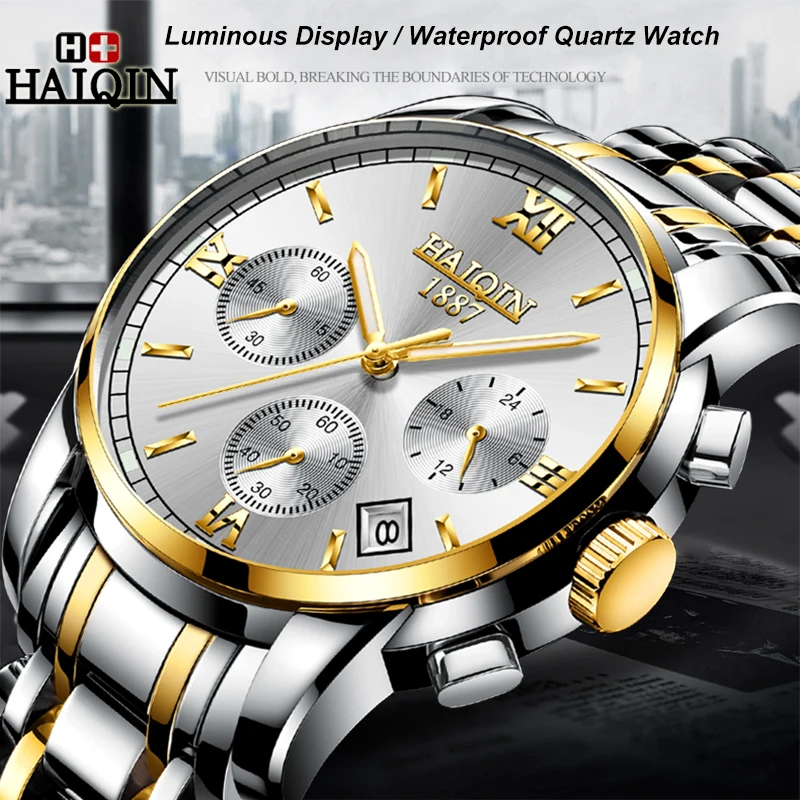 2019 HAIQIN Men's Watches Top Luxury Business Quartz Watch Men Waterproof Stainless Steel Sports Chronograph Relogio Masculino
2019 HAIQIN Men's Watches Top Luxury Business Quartz Watch Men Waterproof Stainless Steel Sports Chronograph Relogio Masculino