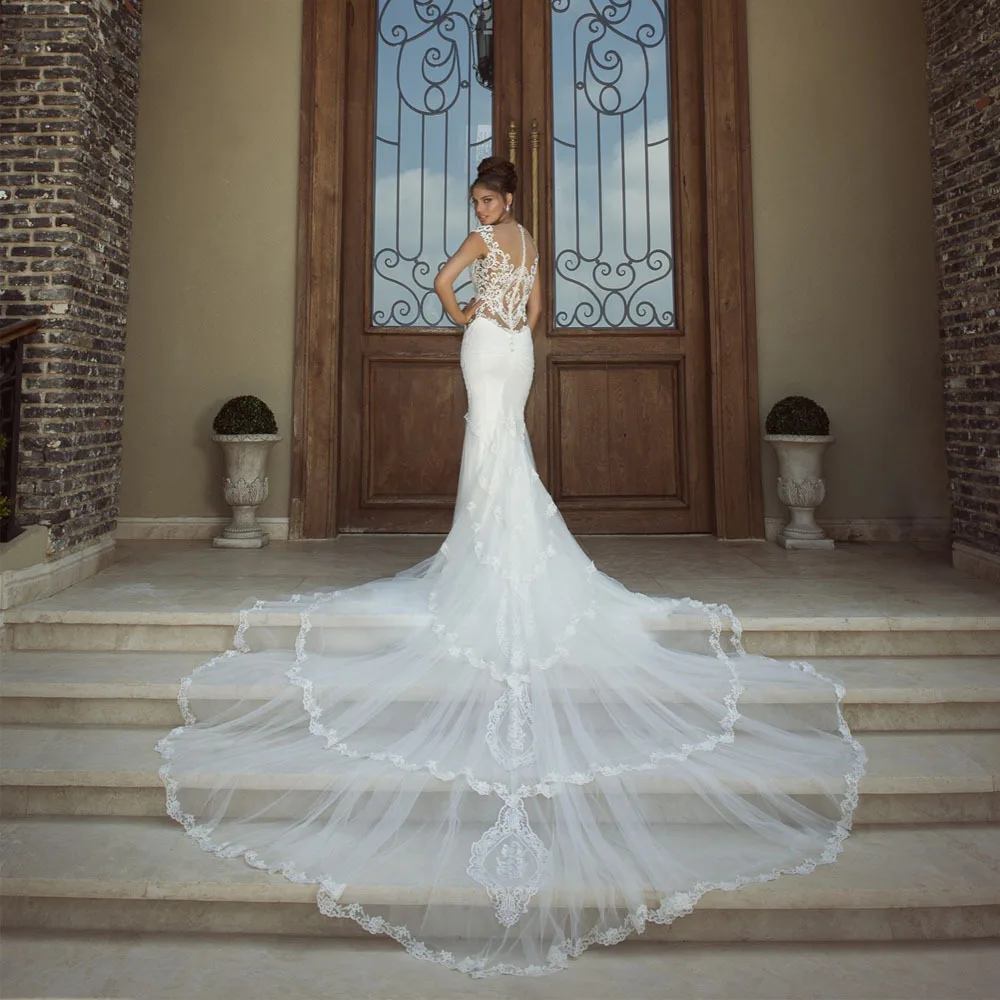 Sexy Fashion Lace Soft Satin V-neck Vestido De Noiva Sereia 2015 New Style Summer Simple Cathedral Royal Train Wedding Dresses
Sexy Fashion Lace Soft Satin V-neck Vestido De Noiva Sereia 2015 New Style Summer Simple Cathedral Royal Train Wedding Dresses