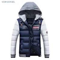 Varsanol Winter Mens Jackets Casual New Hooded Thick Padded Mens Jacket Coats Warm Zipper Slim Tops Outwear Plus Size 3xl image