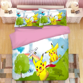 3D Soft and comfortable Cartoon anime yellow Pikachu Pokemon 3pcs twin queen bedding set good quality bedclothes
3D Soft and comfortable Cartoon anime yellow Pikachu Pokemon 3pcs twin queen bedding set good quality bedclothes