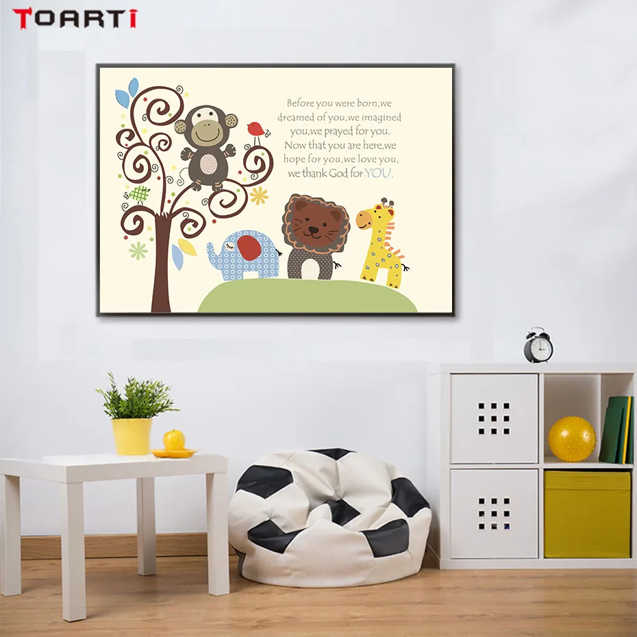 Cartoon Animals Kids Room Canvas Painting (5)