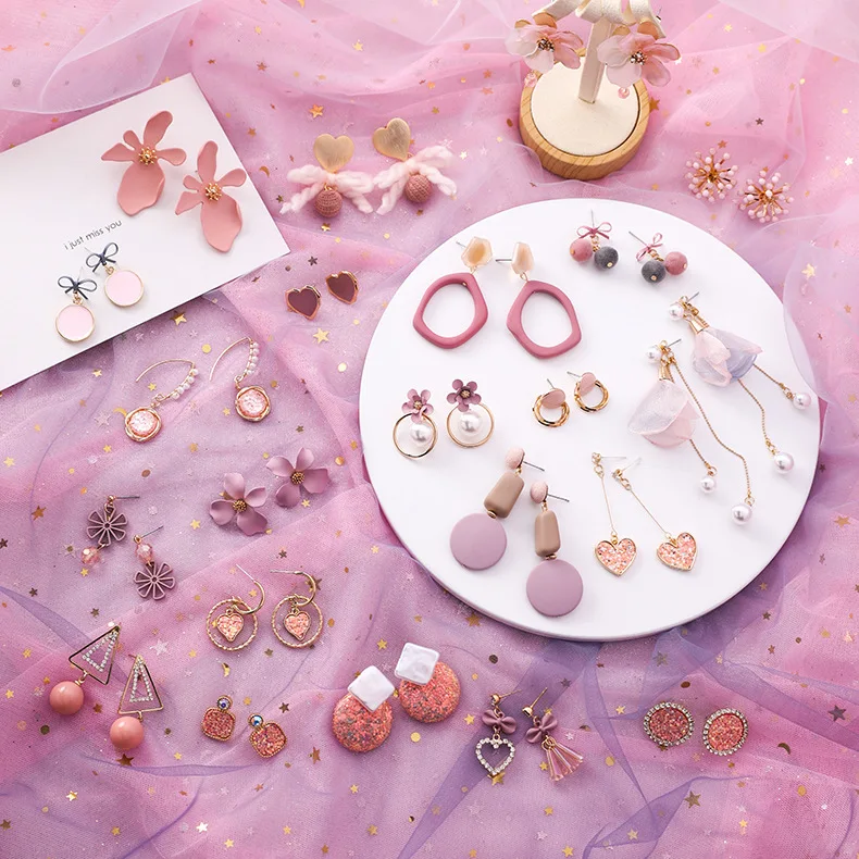 Ins Korean Super Sweet Fashion Women Earrings Pink Series Flower Heart Shape Geometric Earrings Cute Trendy Chic Drop Earrings
Ins Korean Super Sweet Fashion Women Earrings Pink Series Flower Heart Shape Geometric Earrings Cute Trendy Chic Drop Earrings