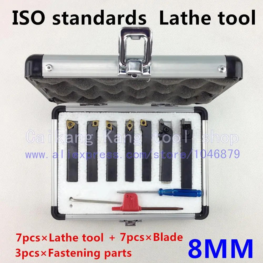 8mm ISO CNC lathe cutting tools holder 7pcs per set with carbide inserts external thread turning 8mm Tool Set
8mm ISO CNC lathe cutting tools holder 7pcs per set with carbide inserts external thread turning 8mm Tool Set