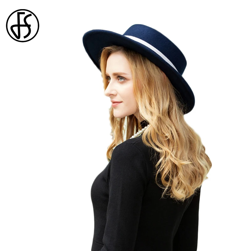 FS 2019 Wool Felt Hats Women Fedora Hat Wide Brim Navy Blue Elegant Lady Ribbon Autumn Winter Flat Top Cloche Bowler Hats
FS 2019 Wool Felt Hats Women Fedora Hat Wide Brim Navy Blue Elegant Lady Ribbon Autumn Winter Flat Top Cloche Bowler Hats