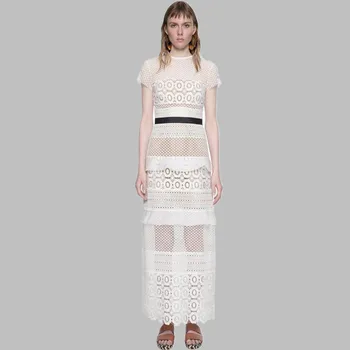 HAMALIEL 2019 Self-Portrait Style Women Long Dress Summer White Lace Patchwork Layers Ruffles Sheath Dress Slim Hollow Out Dress
HAMALIEL 2019 Self-Portrait Style Women Long Dress Summer White Lace Patchwork Layers Ruffles Sheath Dress Slim Hollow Out Dress
