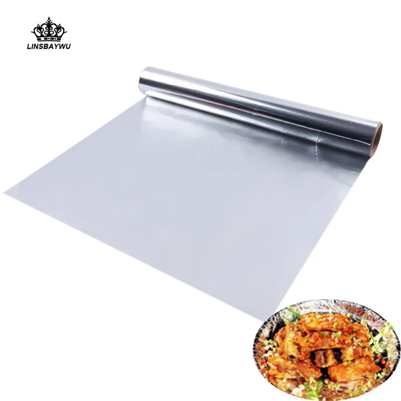 

5M*30CM Tinfoil Oilpaper Aluminum Foil Baking Barbecue Paper Oven Grill Paper Silver Thicken BBQ Accessories
