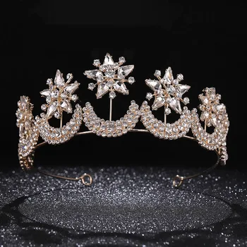 Fashion Golden color Crown Tiara Crystal Headband Bridal Wedding Hair Jewelry Star And Moon Crown Women Party Hair Headpiece
Fashion Golden color Crown Tiara Crystal Headband Bridal Wedding Hair Jewelry Star And Moon Crown Women Party Hair Headpiece