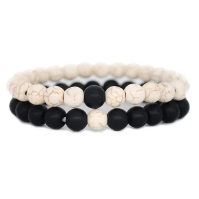 Set of2 Black White Couple Lover Relationship Bracelet Set Lava Beads Stone Bracelet Women Men Fashion Jewelry Gift Sign of Love
Set of2 Black White Couple Lover Relationship Bracelet Set Lava Beads Stone Bracelet Women Men Fashion Jewelry Gift Sign of Love