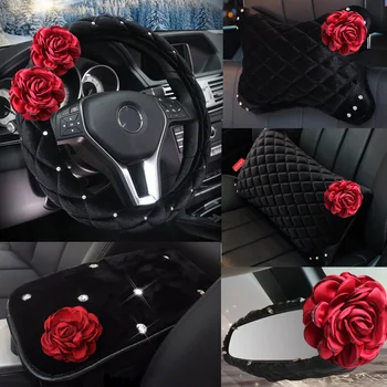 Red Rose Flower Diamond Plush Car Seat Interior Accessories Auto Steering Wheel Cover Headrest Support Shifter Gear Sets Cover
Red Rose Flower Diamond Plush Car Seat Interior Accessories Auto Steering Wheel Cover Headrest Support Shifter Gear Sets Cover