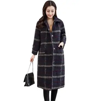Loose High quality 2018 winter autumn coat women jacket and casual lattice Single-breasted long plaid coat
Loose High quality 2018 winter autumn coat women jacket and casual lattice Single-breasted long plaid coat