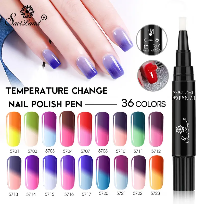 Saviland Newest Temperature Change Colors Gel Varnish Pen Portable Glitter Nail Polish Chameleon Changing UV Nail Glue Lacquer
Saviland Newest Temperature Change Colors Gel Varnish Pen Portable Glitter Nail Polish Chameleon Changing UV Nail Glue Lacquer